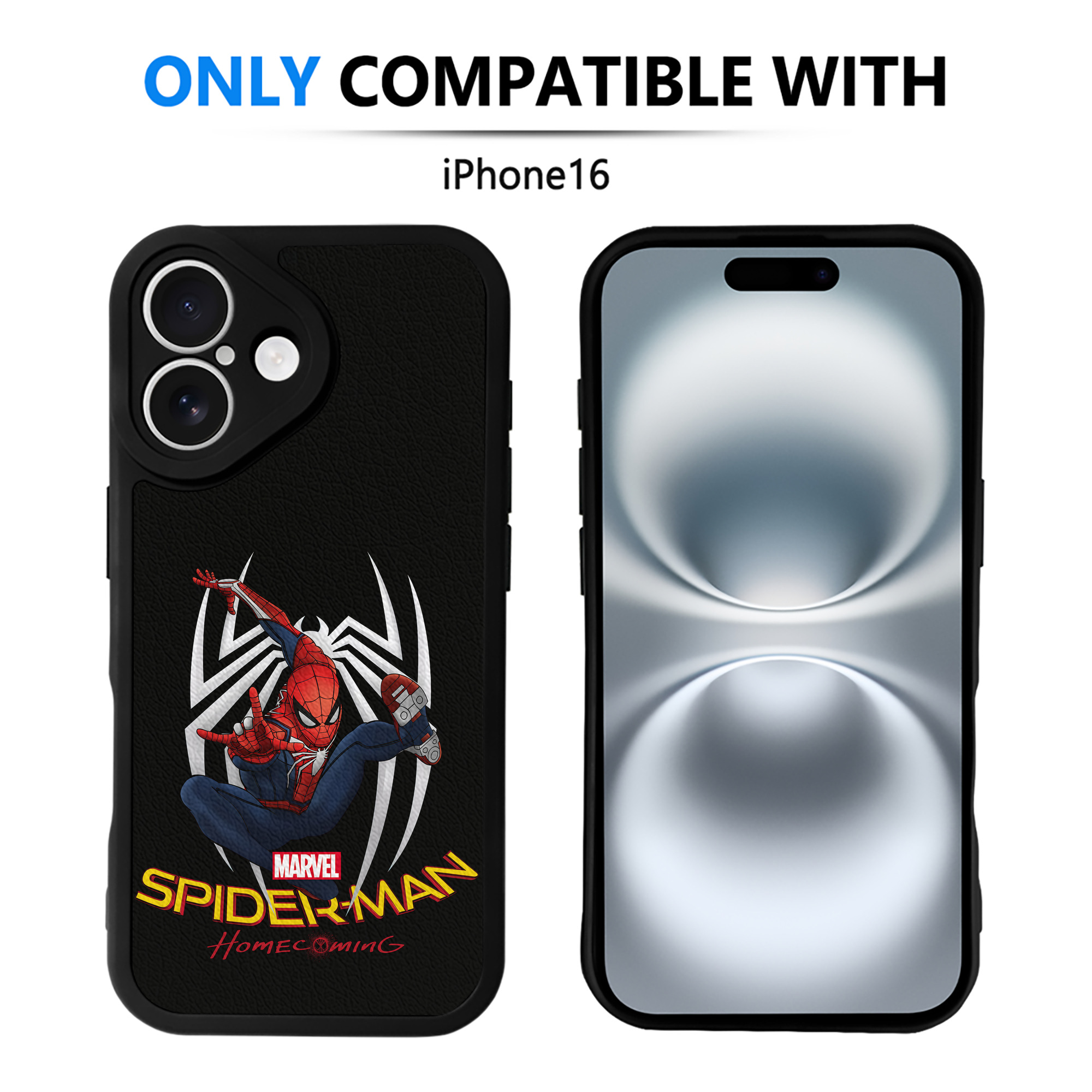 Spider Man スパイダーマン 【iPhone 16シリーズ対応】シリコンスマホケース（レザー調） 材質：シリコン